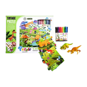 PUZLE DE COLOREAR Y MONTAR: POLICIAS Y LADRONES 48 pcs + COCHE