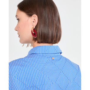 Camicia oversize in popeline con trama a rombi