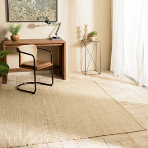 QUENTIN - Tapis rectangulaire 160x230cm en jute et coton beige