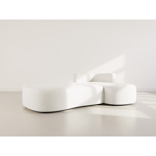 Mahina - canapé d'angle droit 4 places convertible avec coffre en tissu texturé - Beige