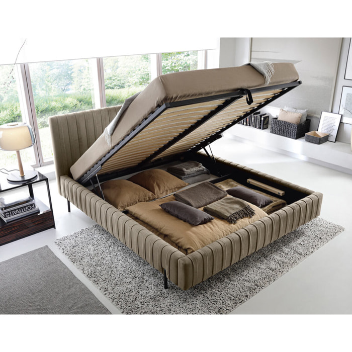 Flavio - lit coffre - 180x200 cm - sommier inclus - en simili - Taupe