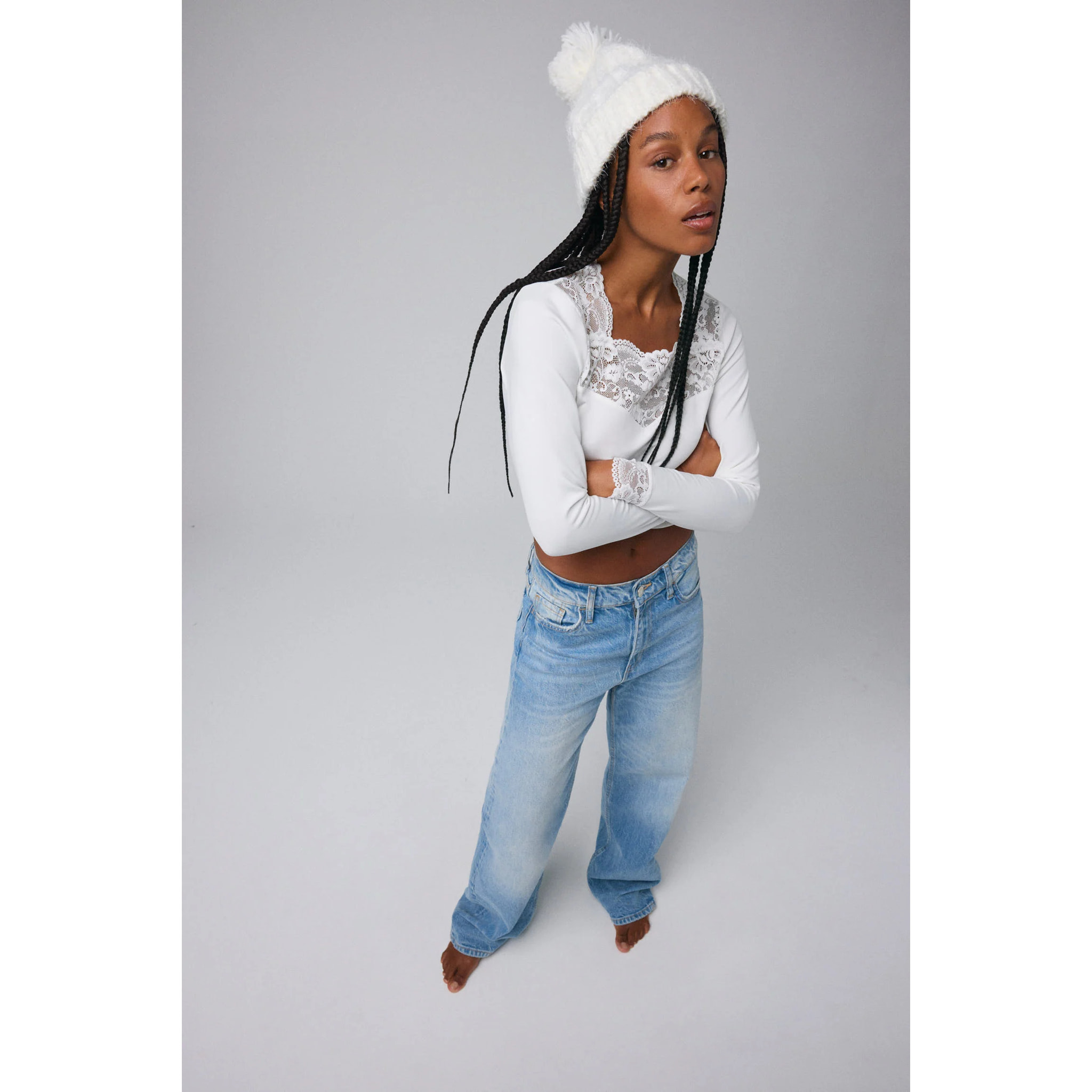 Maglia termica in pizzo a maniche lunghe