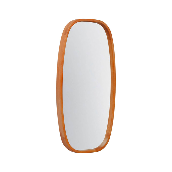 Miroir rectangulaire JAMIE en bois d'hévéa. bords arrondis. couleur bois clair. 80 cm