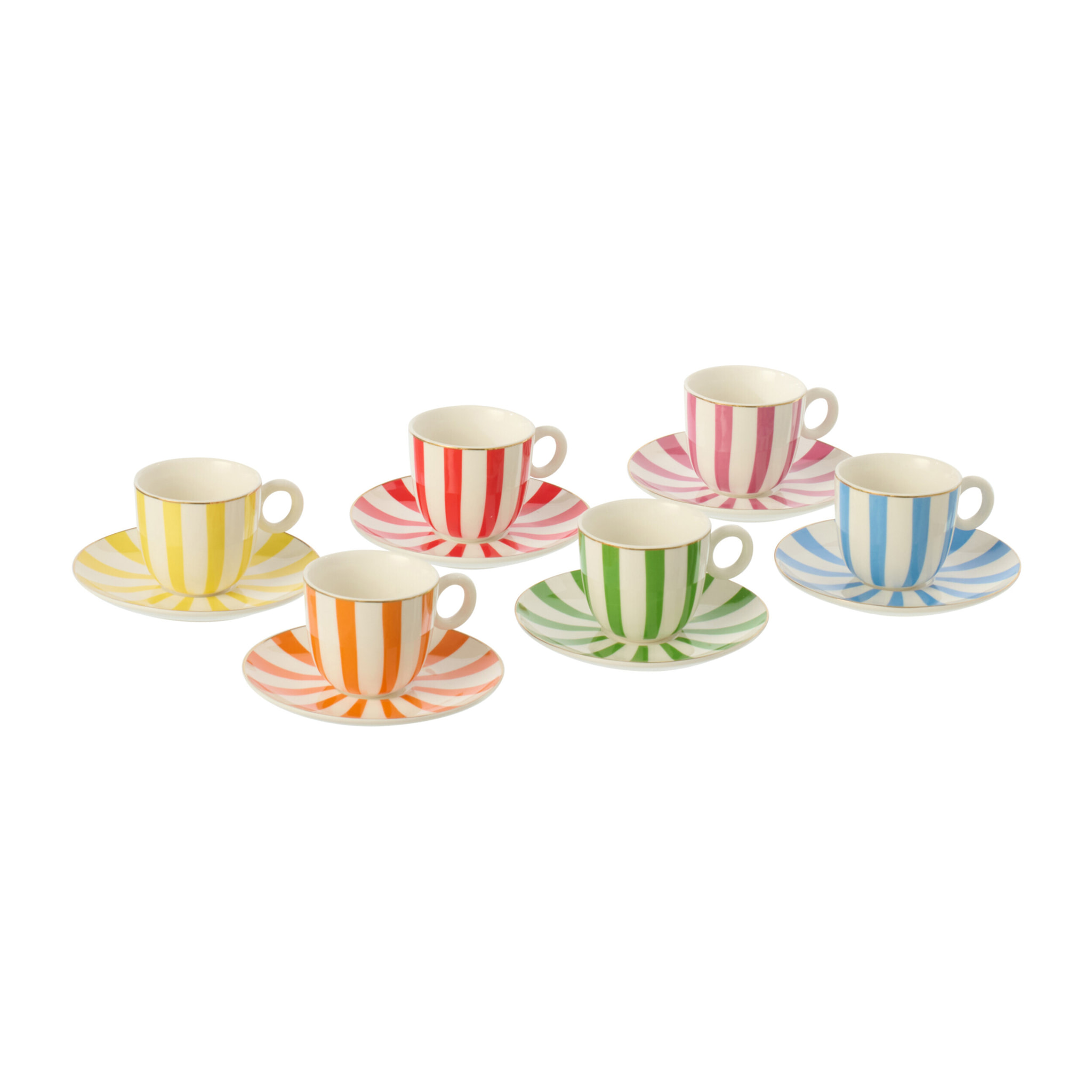 J-Line Tasse + Sous-tasse - porcelaine - multicolore - small - set de 6
