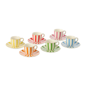 J-Line Tasse + Sous-tasse - porcelaine - multicolore - small - set de 6