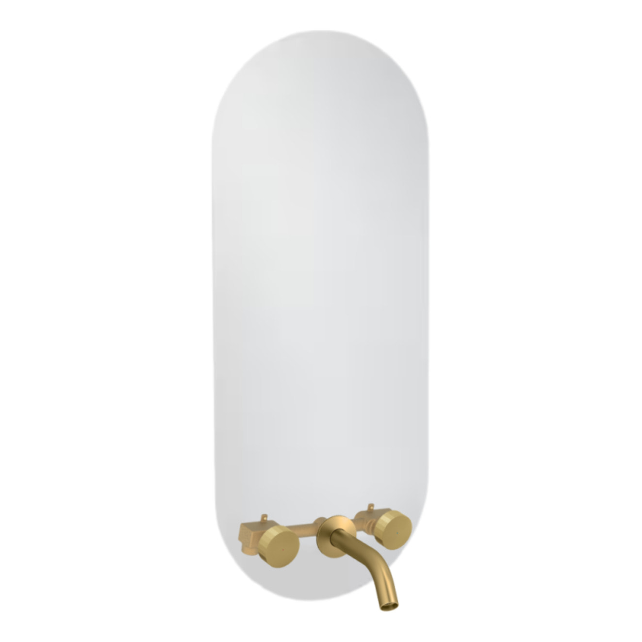 Miroir LED ovale 3 trous + mitigeur lavabo encastré 3 trous Grands Boulevards laiton brossé