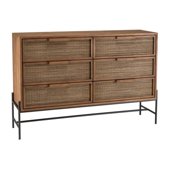 SIXTINE - Commode 6 tiroirs en bois de teck recyclé