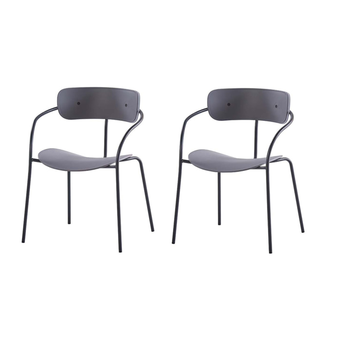 Lot de 2 chaises design gris foncé LOS ANGELES