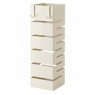 Portaombrelli In Acciaio Zincato Per Interno Esterno Con Vaschetta Scolapioggia 2 Ganci Removibili Base Antiscivolo 49 x 15,5 x 15.5 Cm Bianco