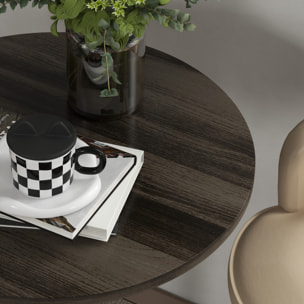 Mesa Alta Cocina, Mesa Alta Bar Redonda para 2 Personas, Altura Ajustable 69-91 cm, Tablero Giratorio 360°, Base de Acero, para Salón, Comedor, Cocina, 60x60x91 cm, Nogal