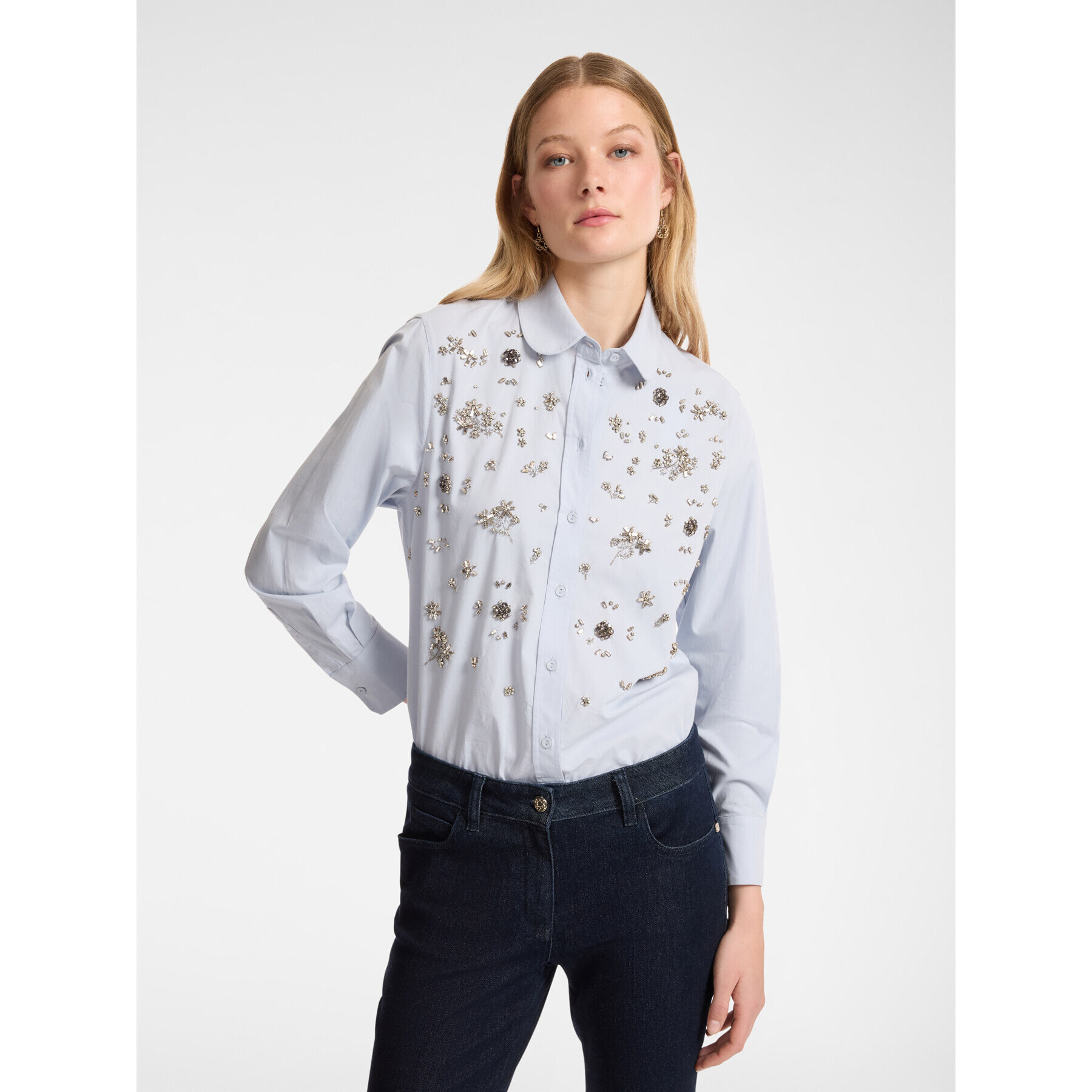 Elena Mirò - Camisa bordada a mano - Light - blue