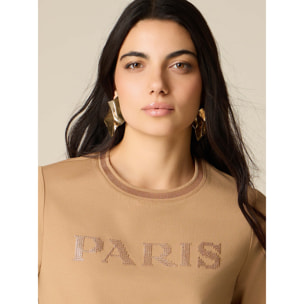 Oltre - Camiseta con bordado de letras - Beige