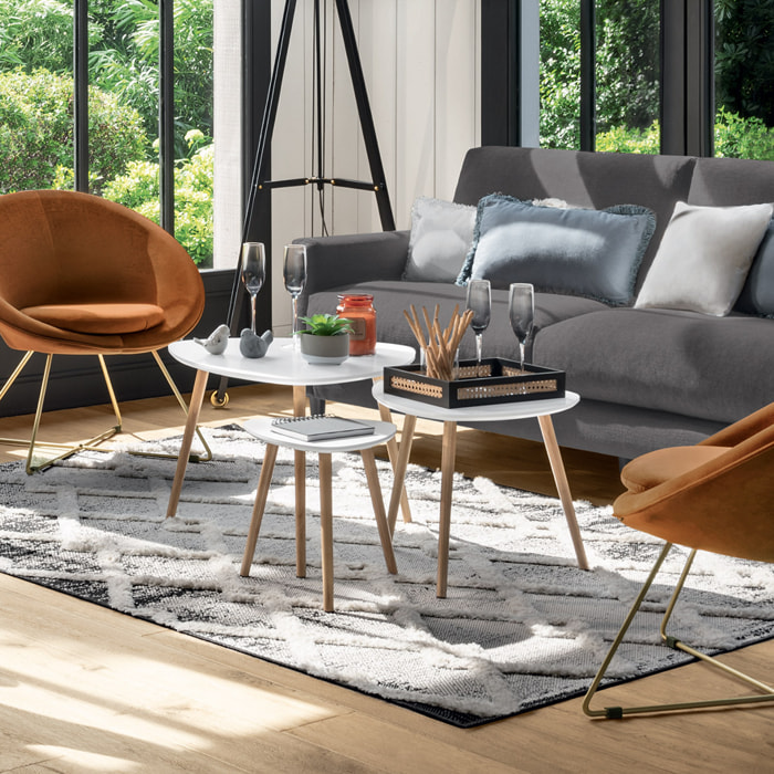 Lot de 3 tables gigognes "Mileo" blanc L34/46/60cm