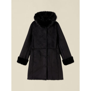Oltre - Cappotto con cappuccio effetto shearling - Nero