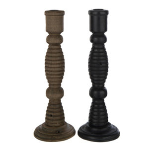 J-Line bougeoir Flin - fer - noir/brun - 2 pcs