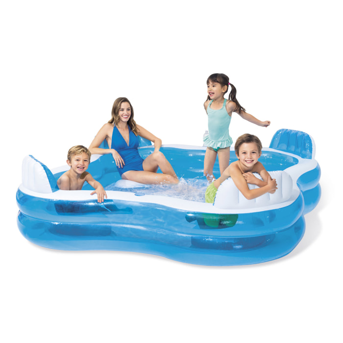 Intex Piscina Gonfiabile Family Quadrata, con Quattro Sedili, 229x229x66 cm