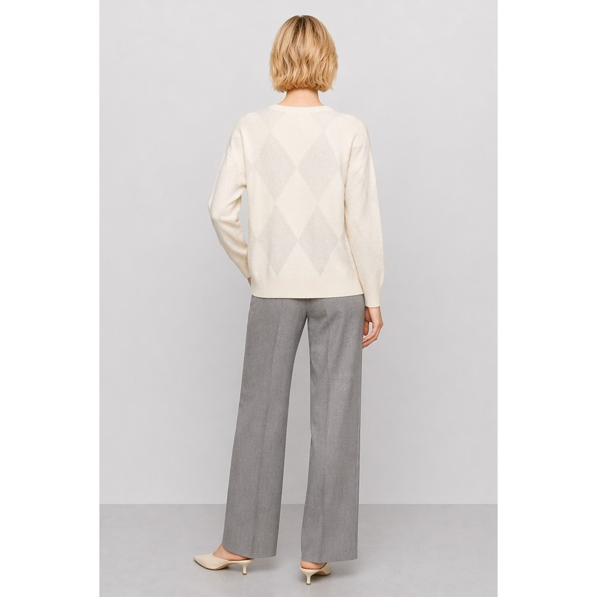 Kocca - Maglia a maniche lunghe in lana con motivo a rombi Donna
