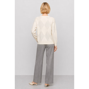 Kocca - Maglia a maniche lunghe in lana con motivo a rombi Donna
