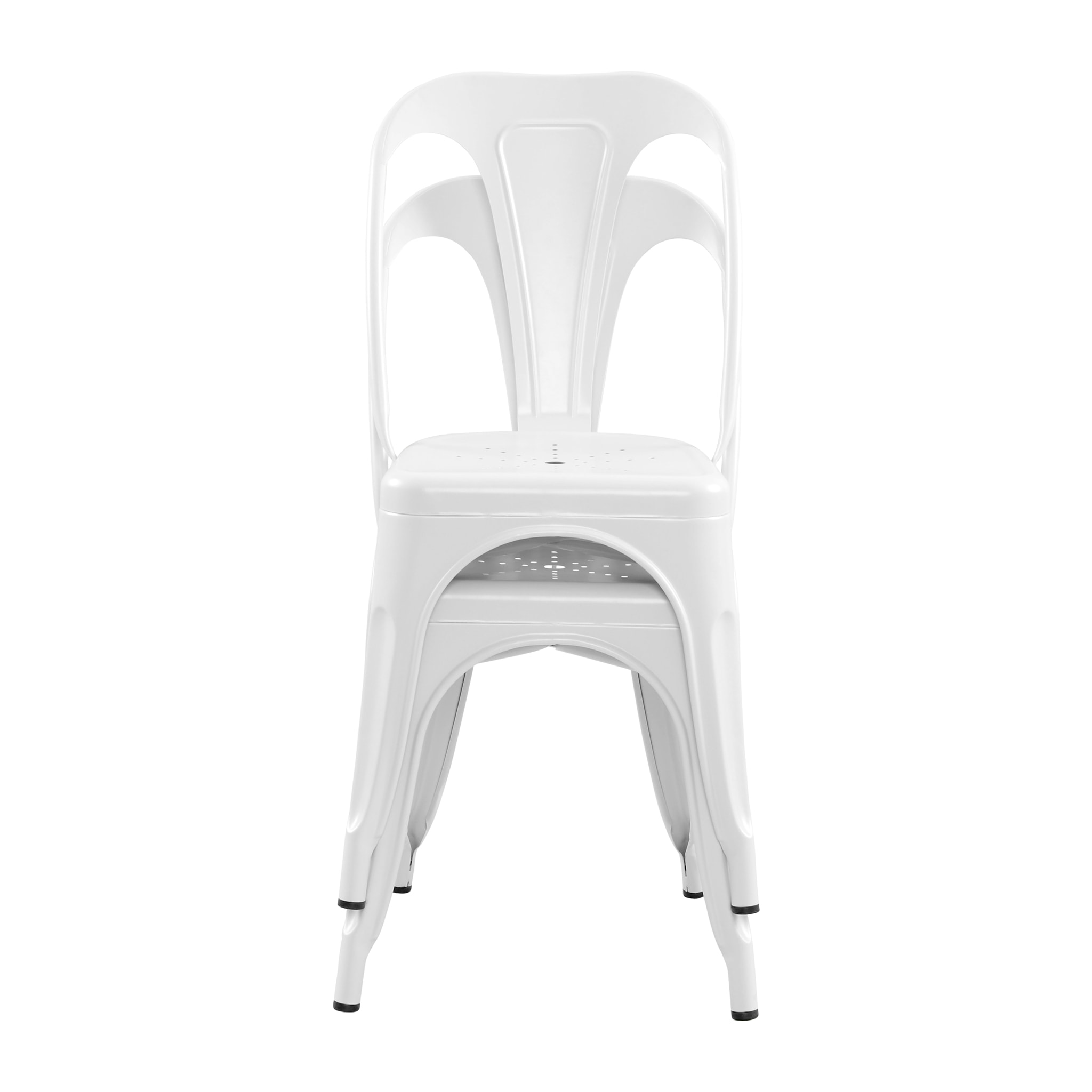 Lot de 2 chaises en métal blanc mat - Indus