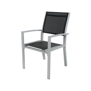 Table extensible et chaises de jardin en aluminium "Lagos" - 200/320 x 105 x 76 cm - 12 chaises - Noir