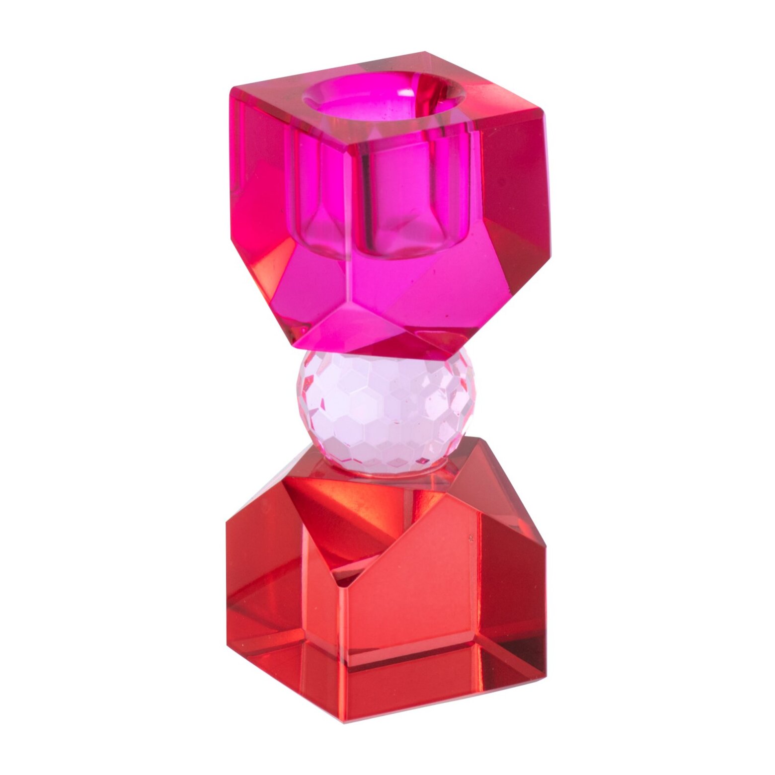 J-Line bougeoir - verre - rouge Noël/fuchsia - extra small