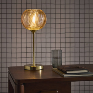 Lampe à poser métal et verre effet cristal Basile ambre Ø 20cm