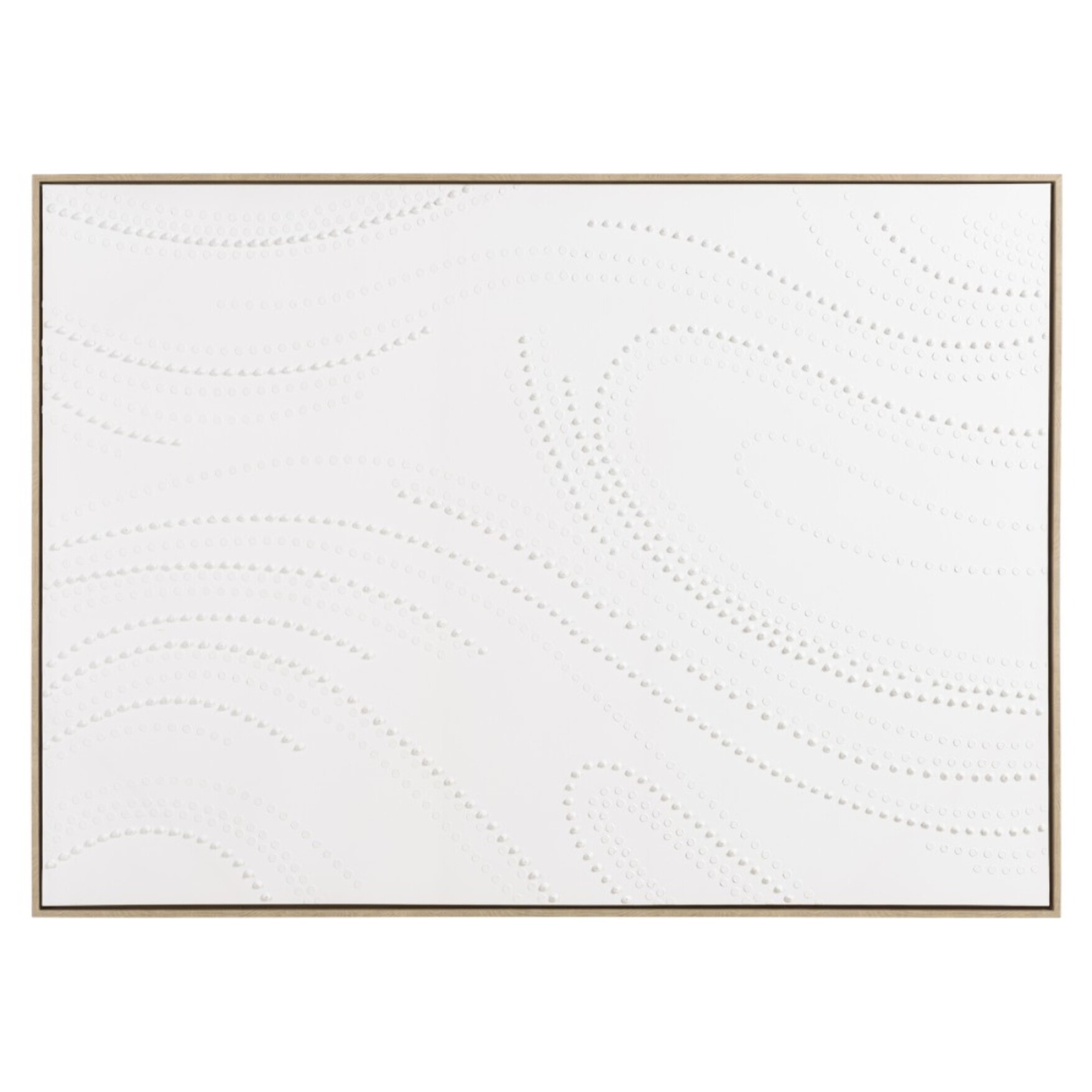 HOMER - Décoration murale 103x143cm blanche à points, cadre naturel