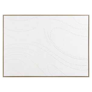 HOMER - Décoration murale 103x143cm blanche à points, cadre naturel