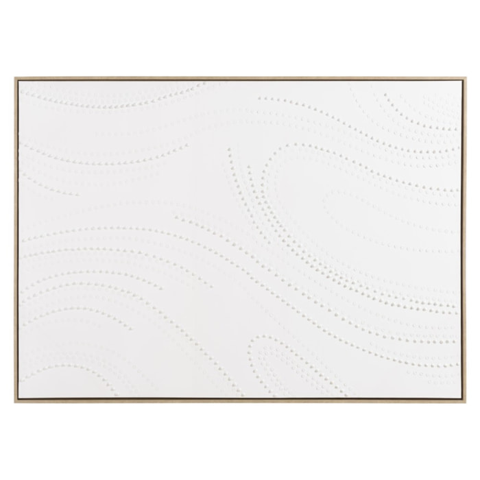 HOMER - Décoration murale 103x143cm blanche à points, cadre naturel