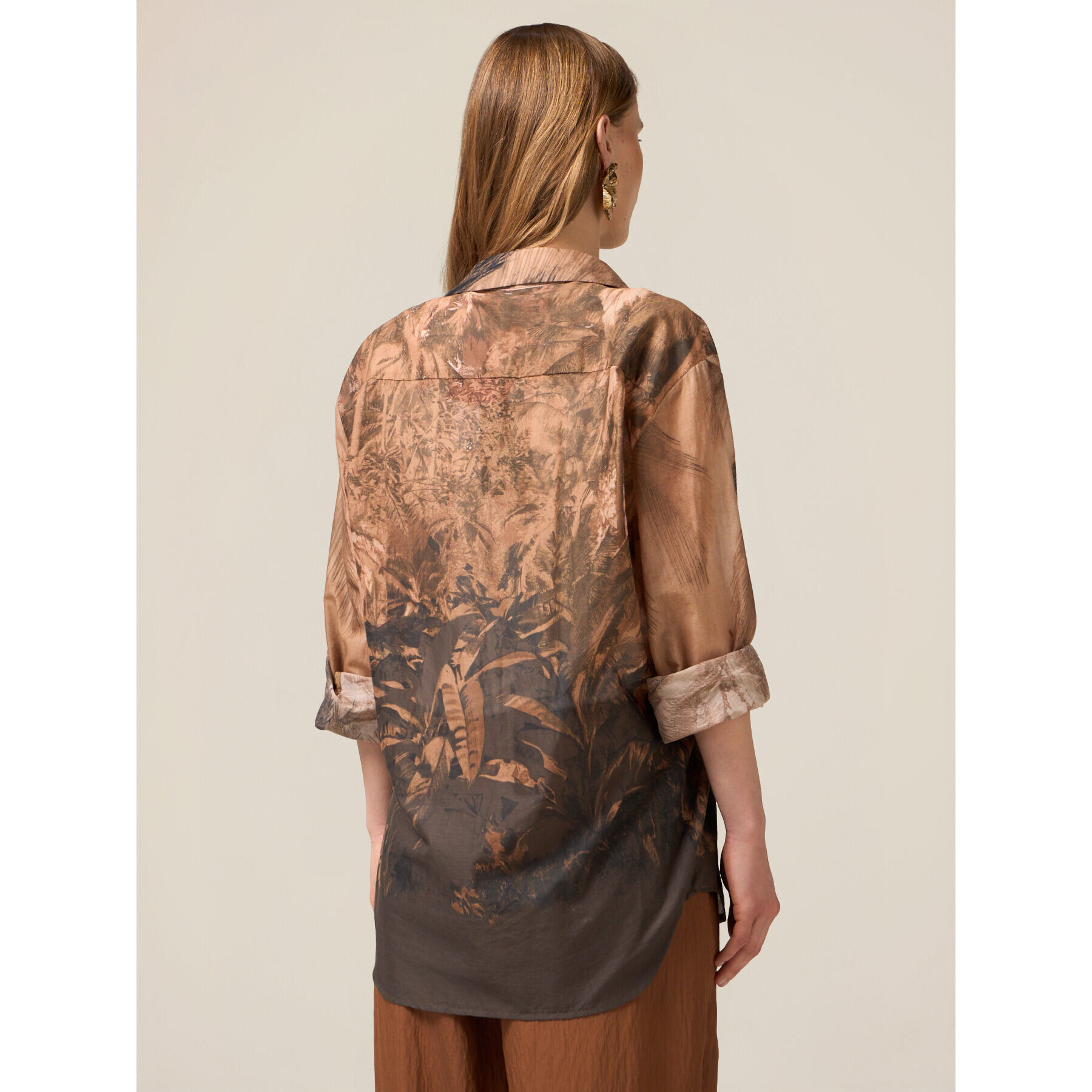 Oltre - Camisa de muselina de algodón estampada - Marrón