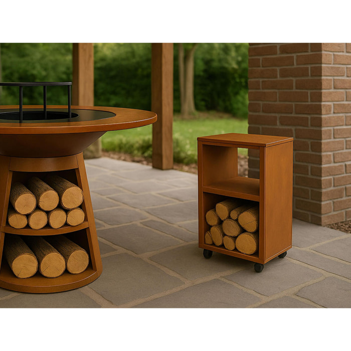 Table d'appoint pour barbecue en acier corten
