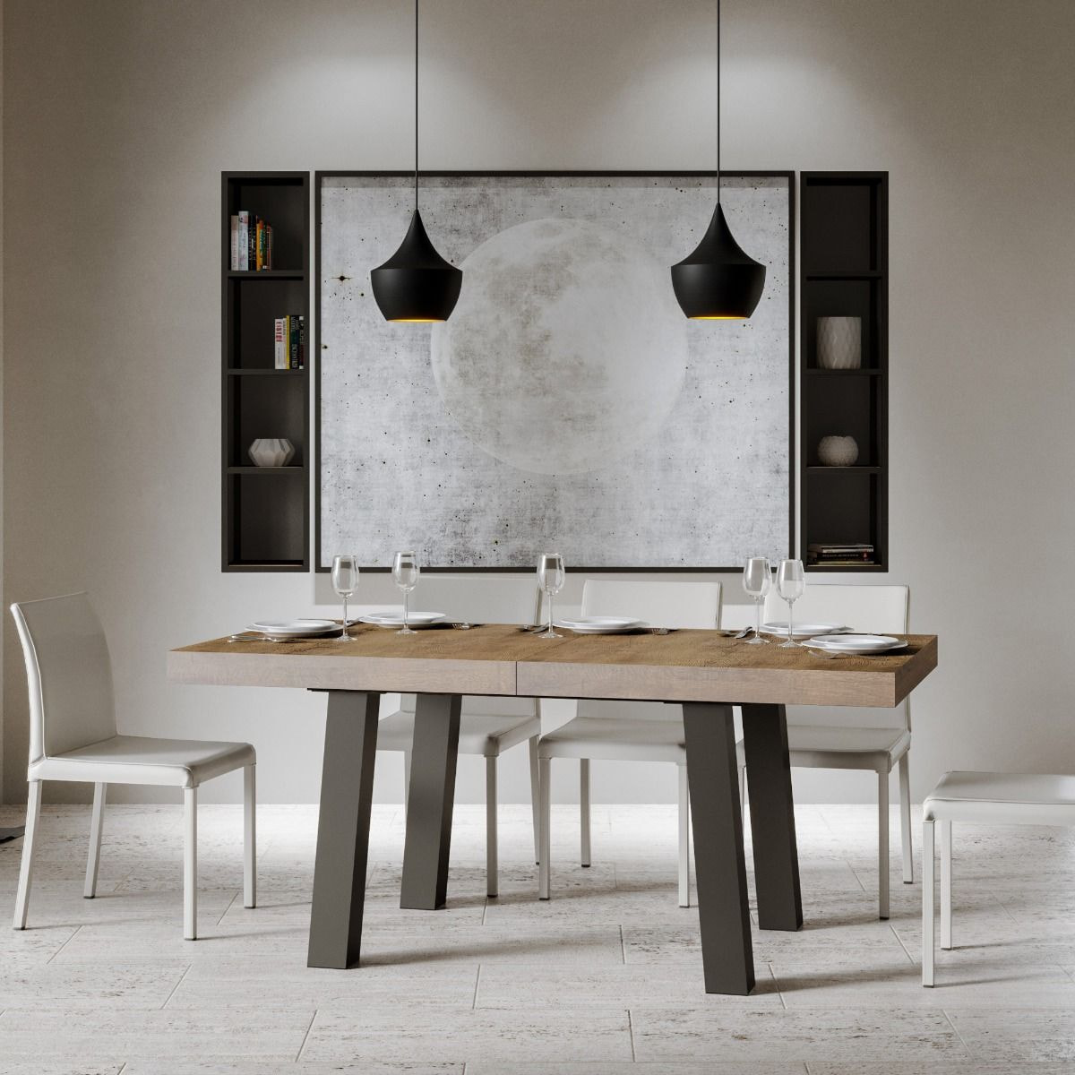 Tavolo allungabile 90x200/304 cm Bridge noce telaio Antracite