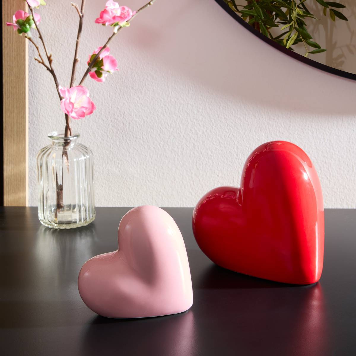Lot de 2 coeurs décoratifs Love