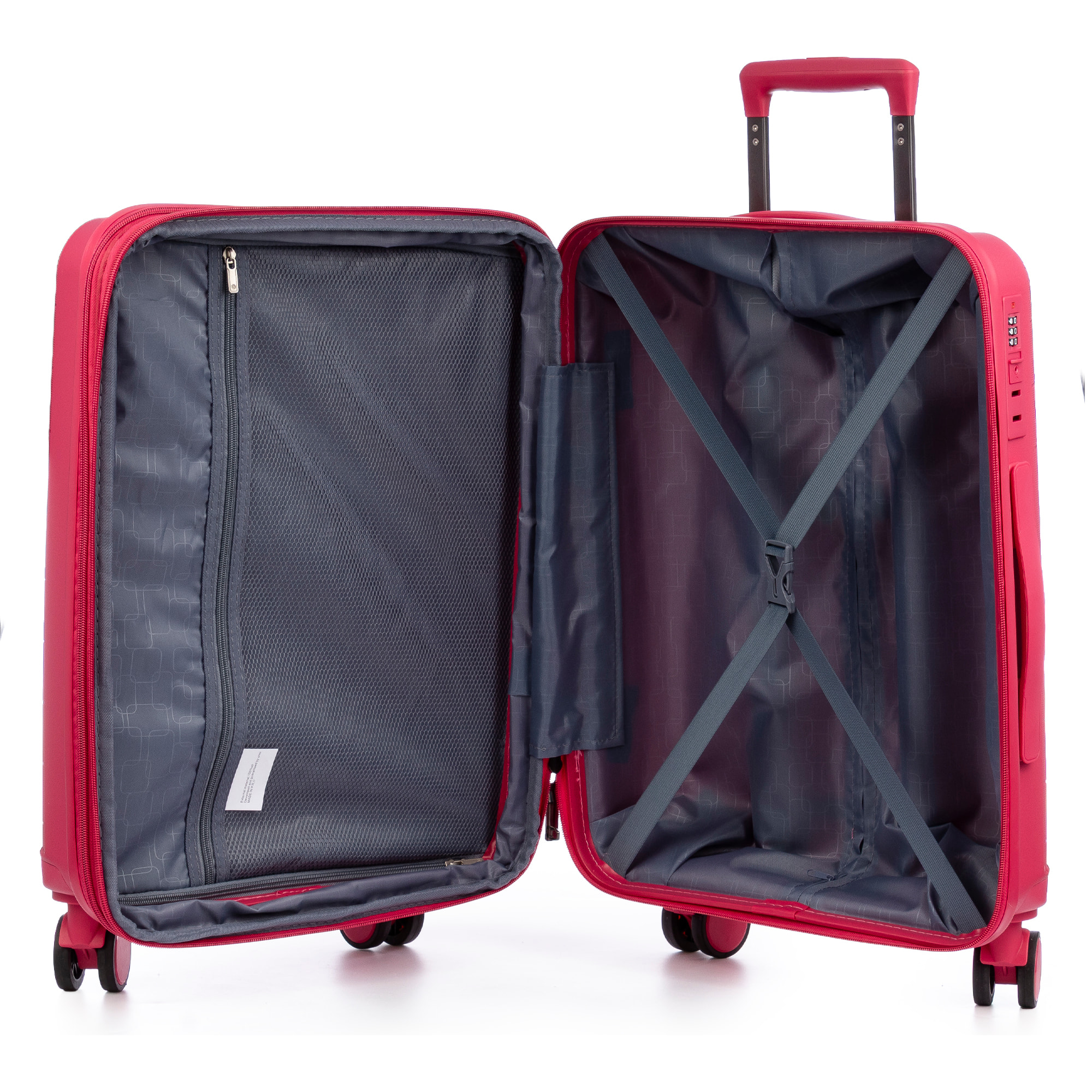 Set di 3 valigie Trolley espandibili, in materiale leggero PP resistente agli urti. Serratura TSA a combinazione, 4 ruote doppie girevoli a 360°.