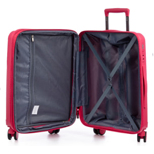 Set di 3 valigie Trolley espandibili, in materiale leggero PP resistente agli urti. Serratura TSA a combinazione, 4 ruote doppie girevoli a 360°.