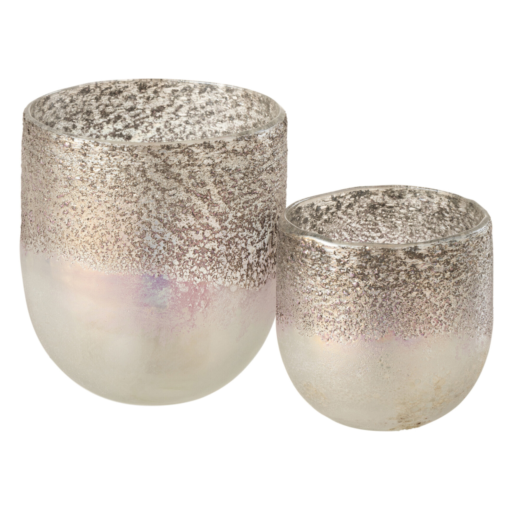 J-Line photophore Milano - verre - gris/rose - large