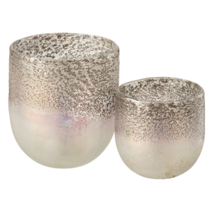 J-Line photophore Milano - verre - gris/rose - large