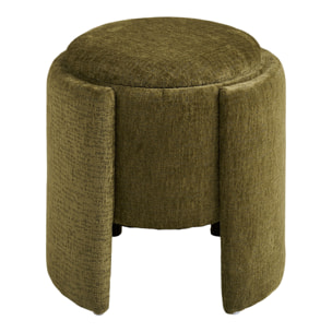 Walsdorf - Pouf rotondo in chenille verde ø42x44 cm