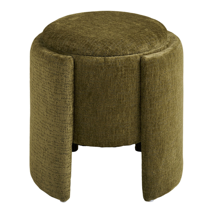 Walsdorf - Pouf rotondo in chenille verde ø42x44 cm