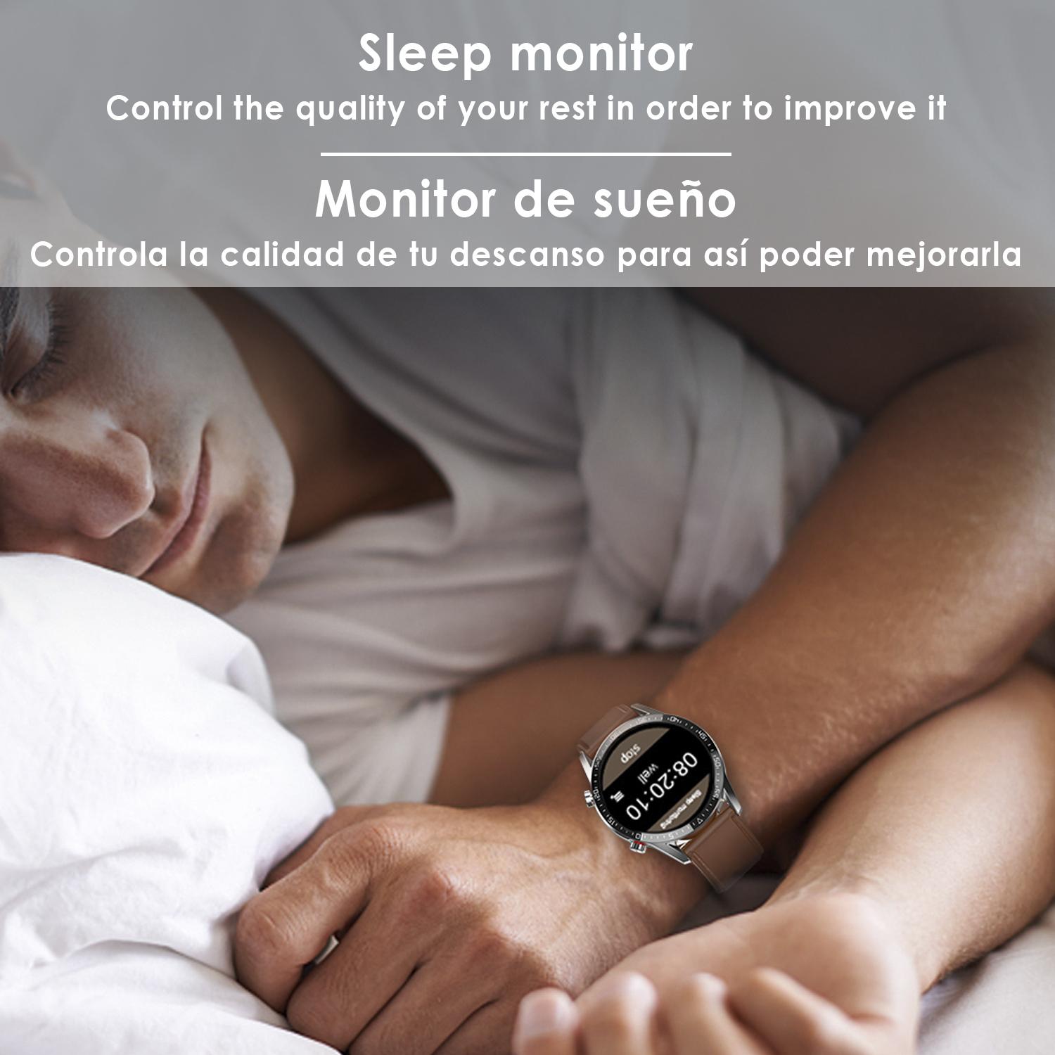 Smartwatch L13 pulsera de metal con modo multideportivo, monitor cardiaco, tensión y O2 en sangre