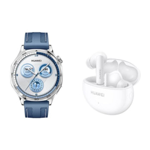 Montre connectée HUAWEI Pack Watch GT5 46mm Bleu + Buds Blancs