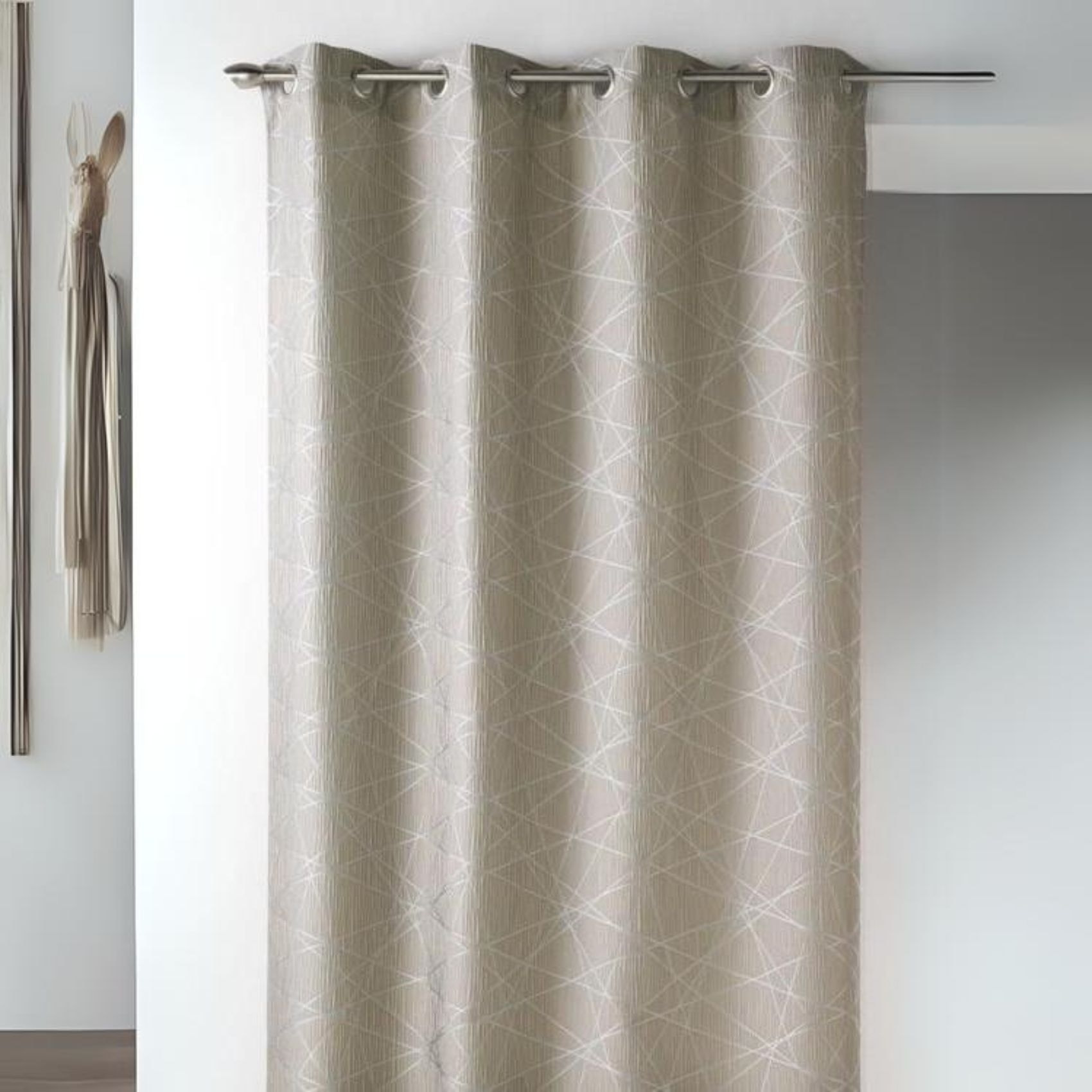 Rideau en Jacquard à Imprimés Design - Beige