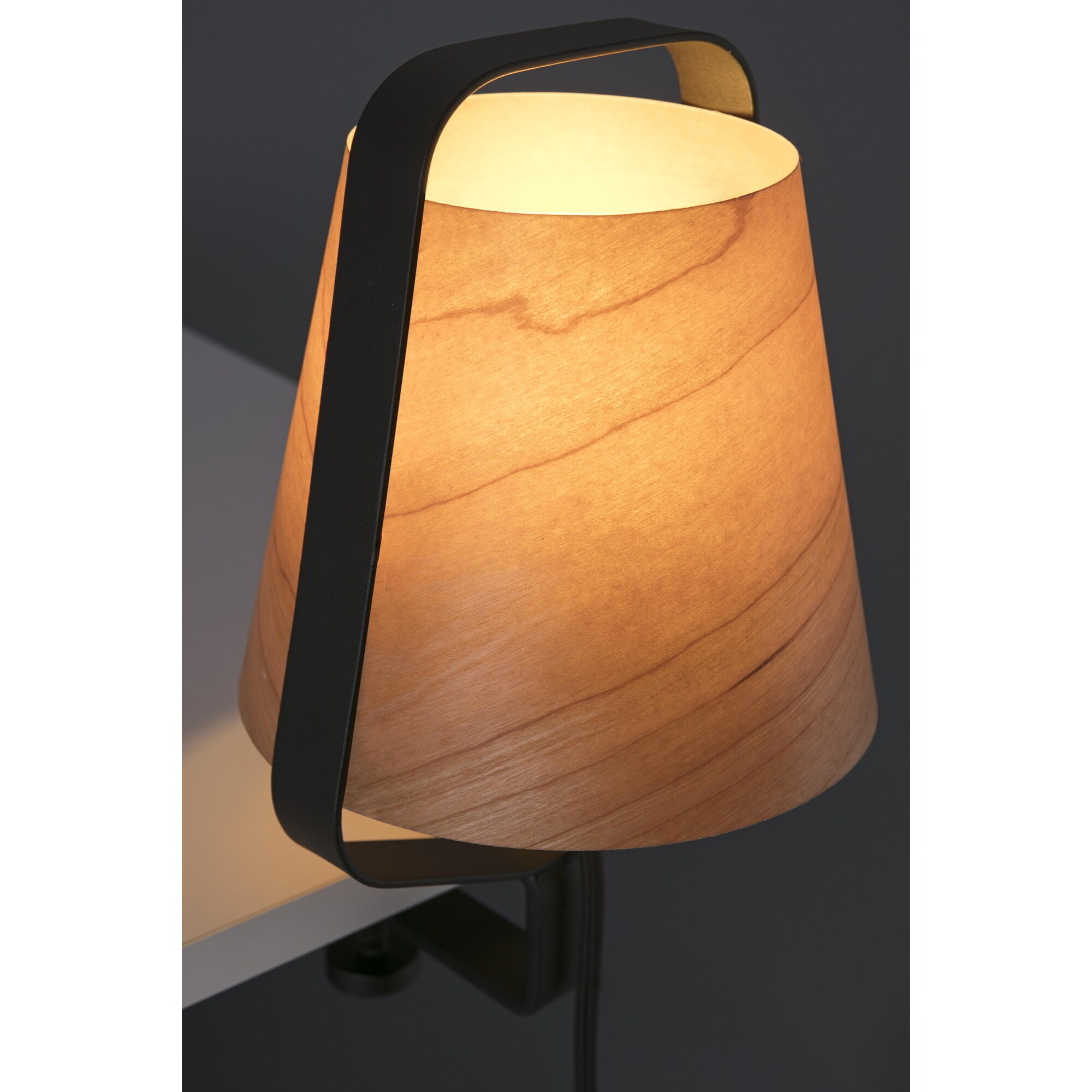 STOOD Lampada clip nera et legno