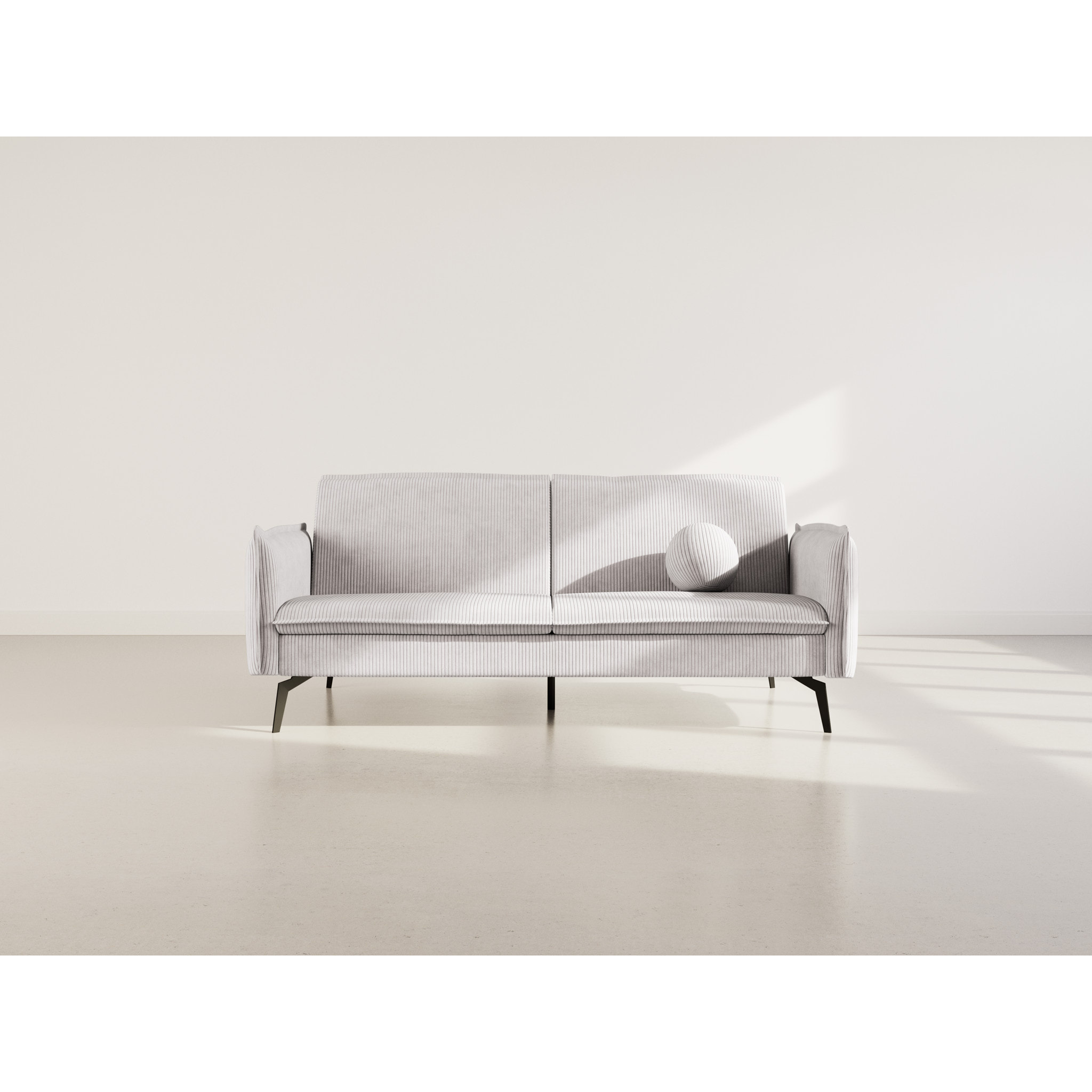 Lexie - Canapé convertible clic-clac 2 places en velours côtelé - Gris clair