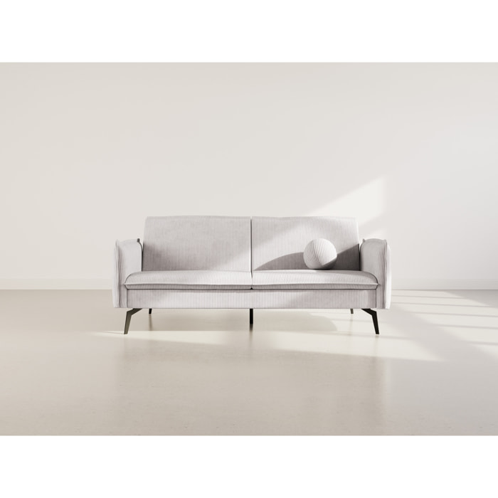 Lexie - Canapé convertible clic-clac 2 places en velours côtelé - Gris clair