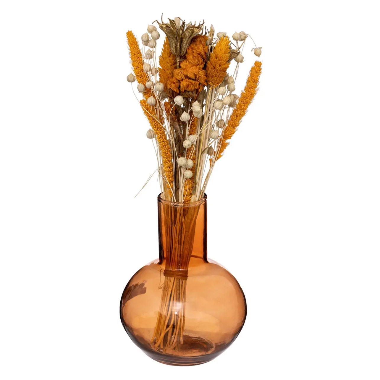 Composition de fleurs séchées "Subli" - verre - H27 cm