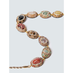 Fiorella Rubino - Collar con piedras multicolor y estrás - Oro