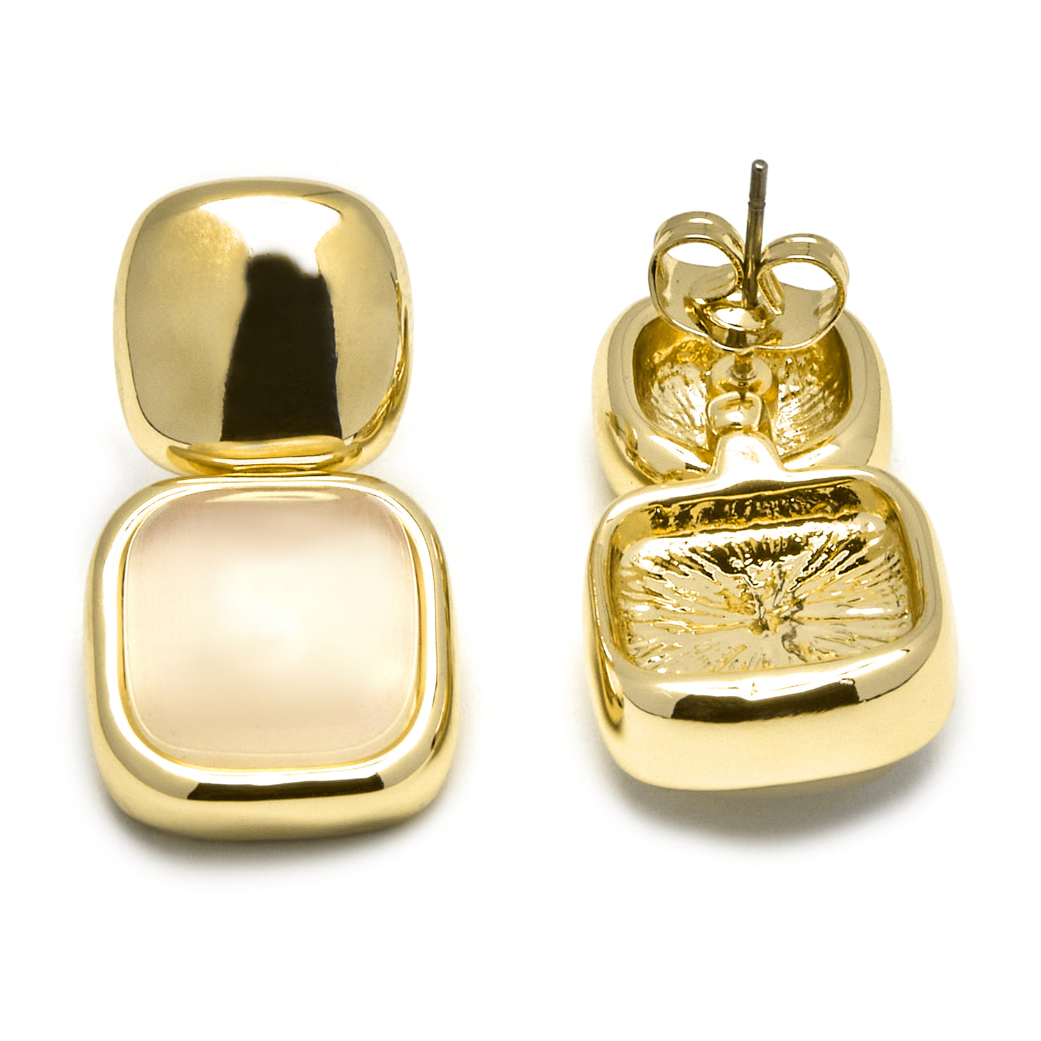 Pendientes con Ojo de Gato acabado oro 18k