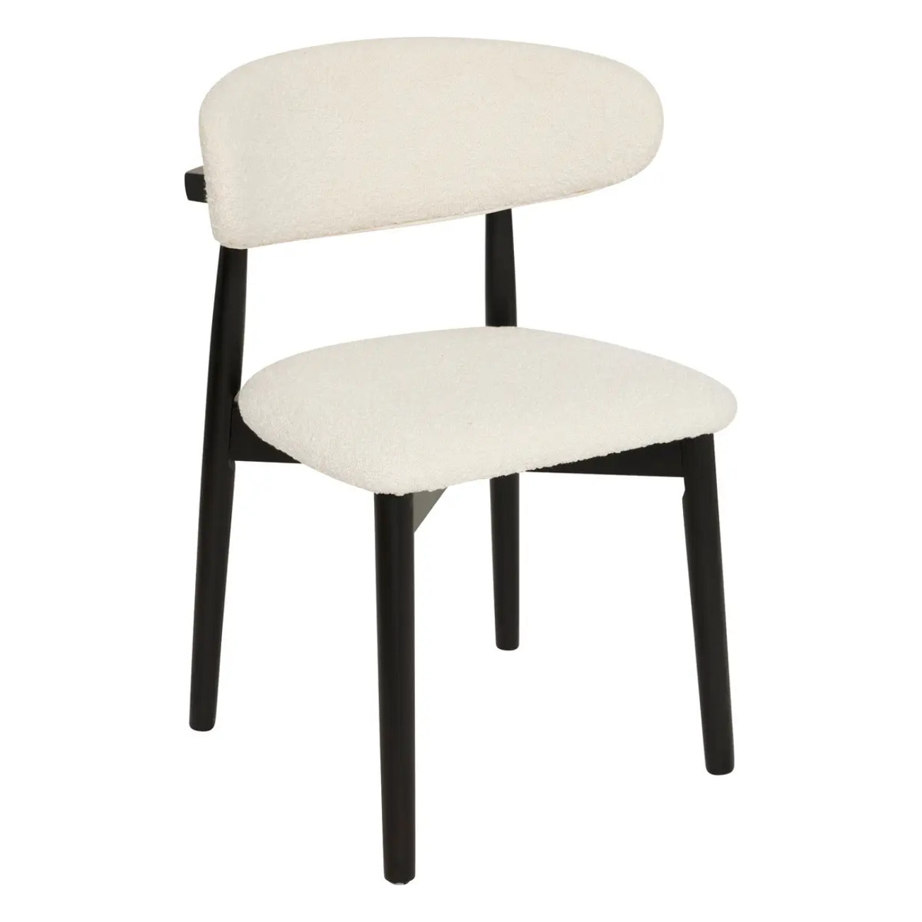 Lot de 2 Chaise en bois boucle "Sari" blanc pieds noirs