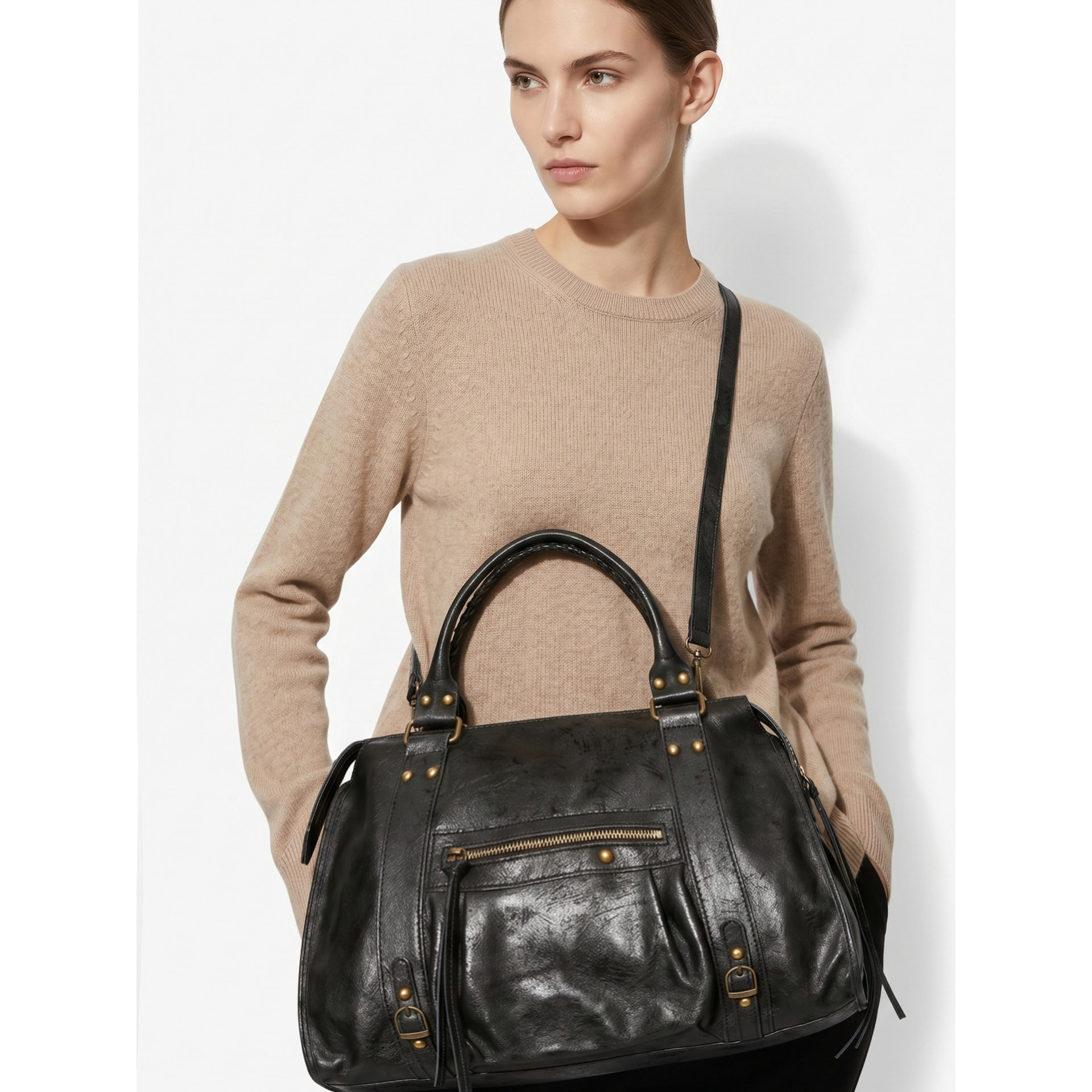 Borsa a spalla da donna - Modello Clara - Vera pelle - 41.0 x 28.0 x 13.0 cm